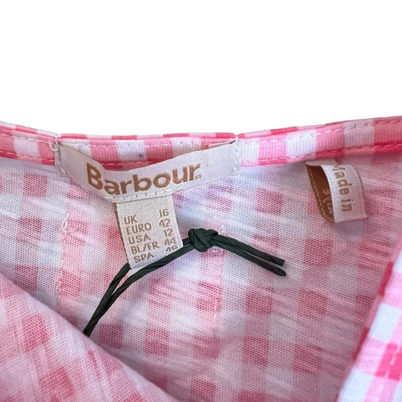 Barbour Pansy Gingham Cotton Top Pink White 12 NWT Classic Spring Preppy Coastal - Picture 2 of 5